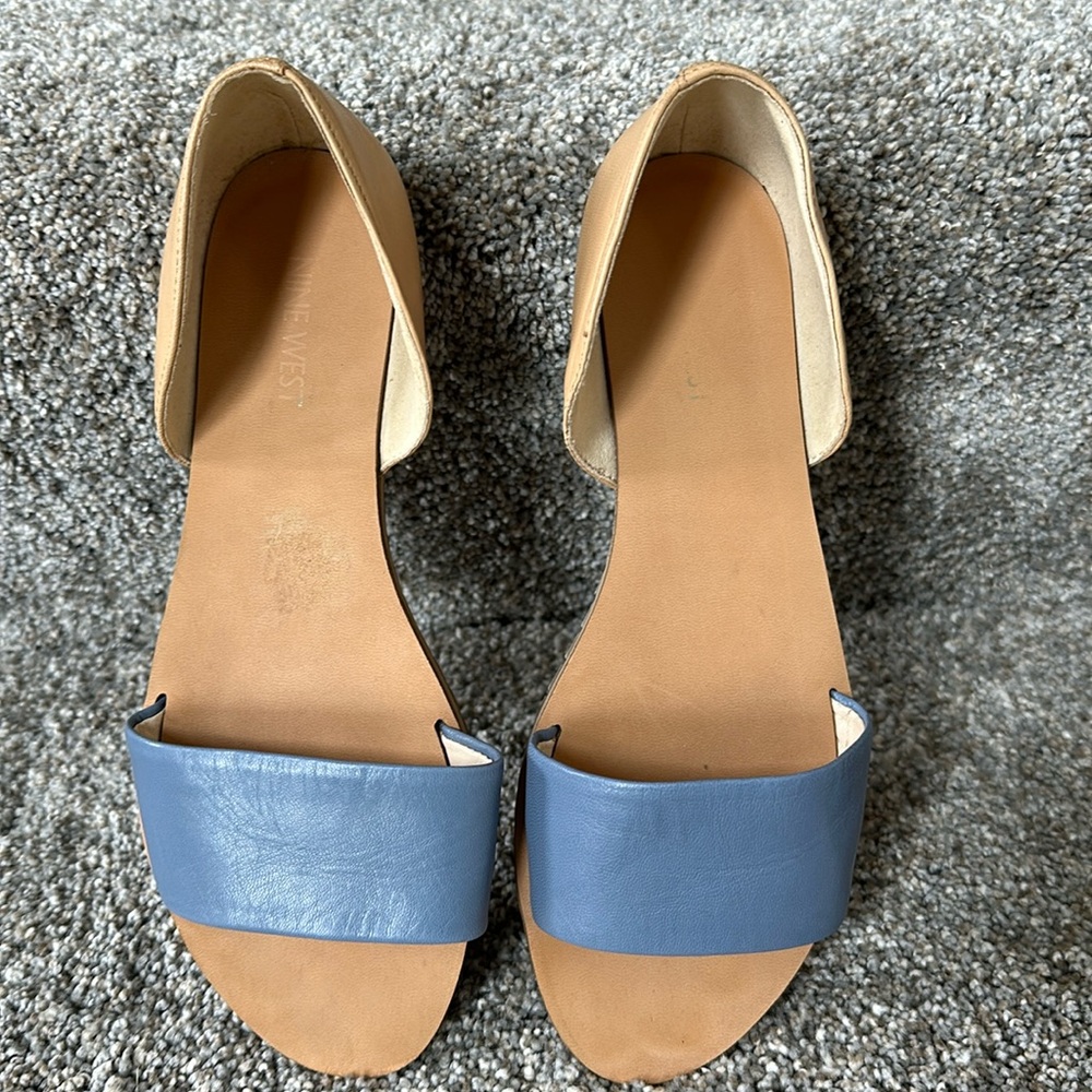Nine West Flat Leather D’Orsay Sandals